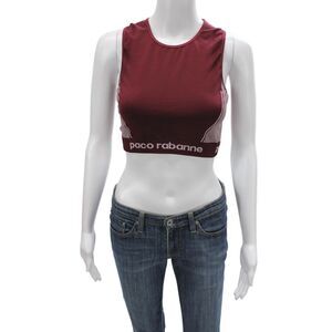 Paco Rabanne Women Cropped Tank Sleeveless Red Polyamide Size M